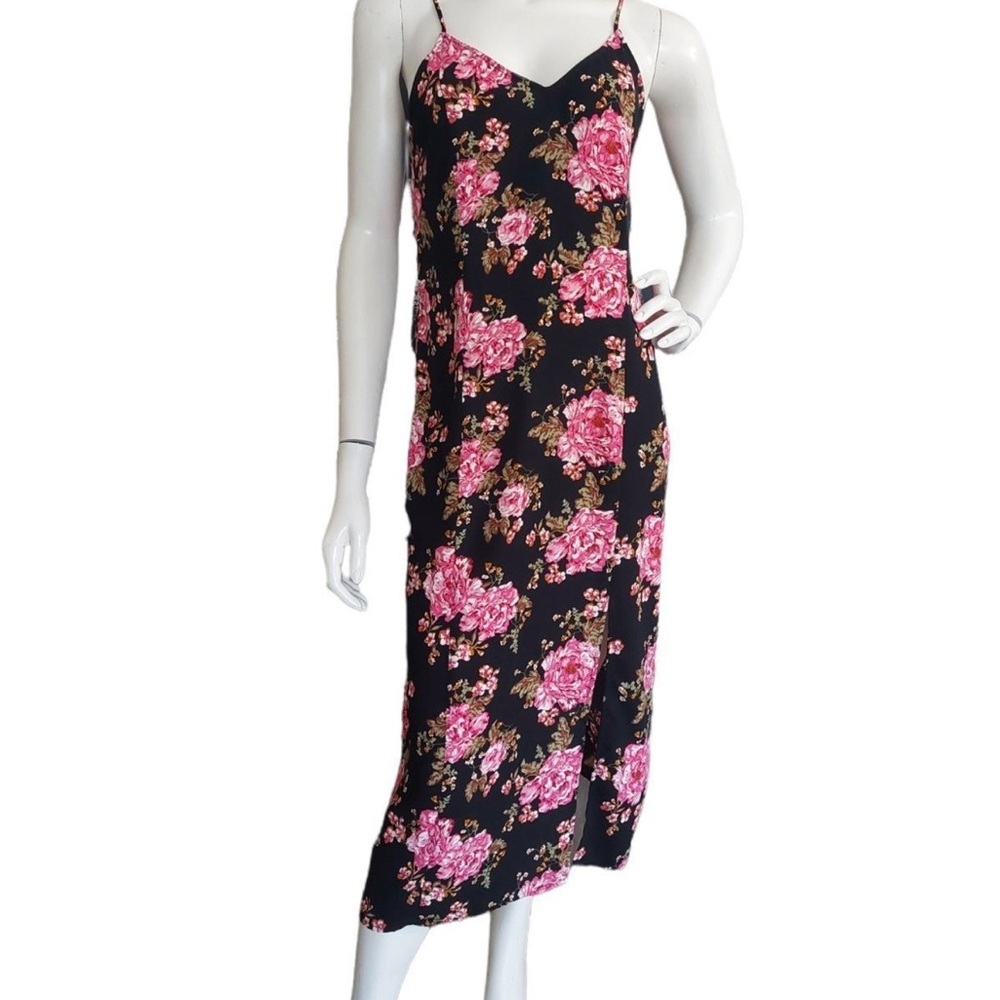 Floral Black and Pink Women's Maxi Dress